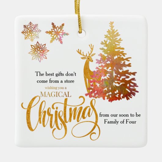 Kerstboom en binnenkort een familie van vier keramisch ornament (Voorkant)