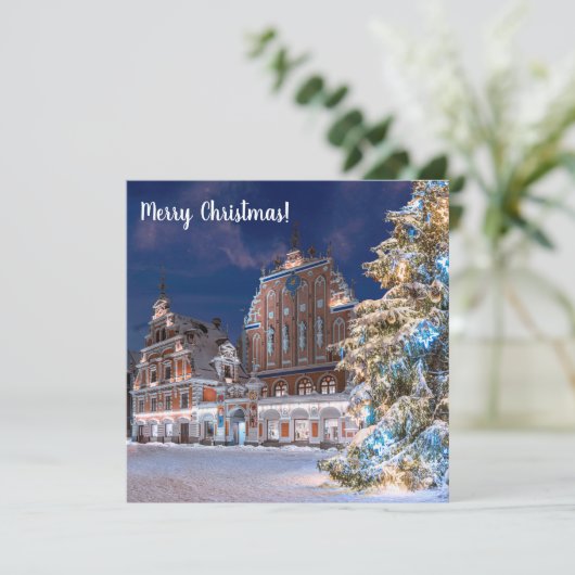 Kerstboom en Blackhead-huis in Riga (Staand voorkant)