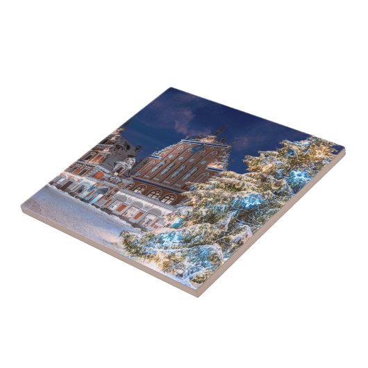 Kerstboom en Blackhead-huis in Riga Tegeltje (Zijkant)