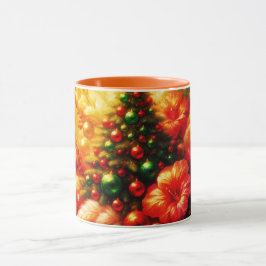 Kerstboom en Bloemen op Gepersonaliseerde Koffie Mok