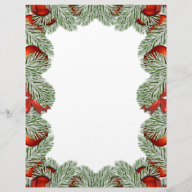 Kerstboom en boldecoratie briefhoofd (Voorkant)