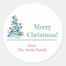 Kerstboom en bollen Cadeau Wrapping Sticker