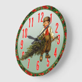Kerstboom en Boy Holiday Clock Grote Klok (Hoek)