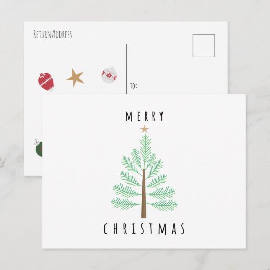 Kerstboom en Briefkaart voor sierfeestdagen (Voorkant / Achterkant)