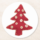 Kerstboom en Buttonnen Ronde Kartonnen Onderzetter (Voorkant)