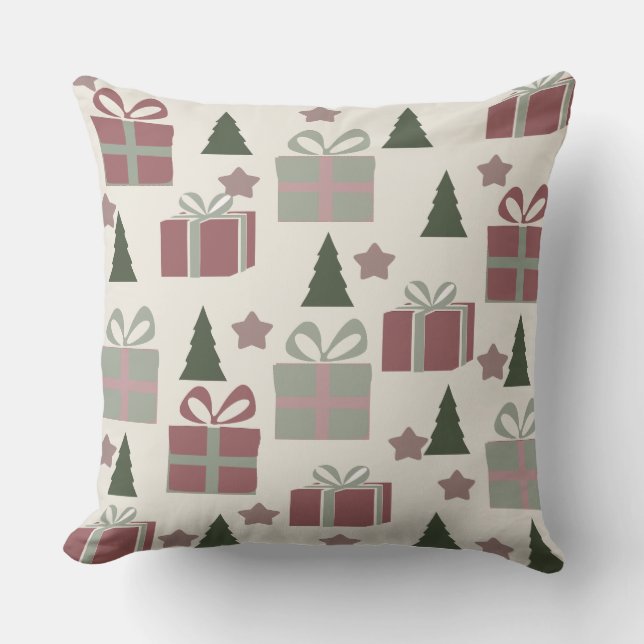 Kerstboom en cadeaudoos Patroon Kussen (Voorkant)