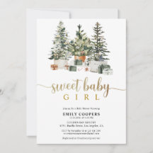 Kerstboom en Cadeaus Baby Shower Uitnodiging