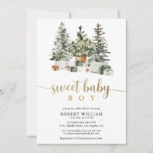 Kerstboom en Cadeaus Baby Shower Uitnodiging
