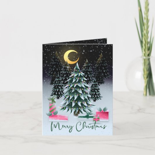 Kerstboom en Cadeaus Feestdagen Kaart (Voorkant)