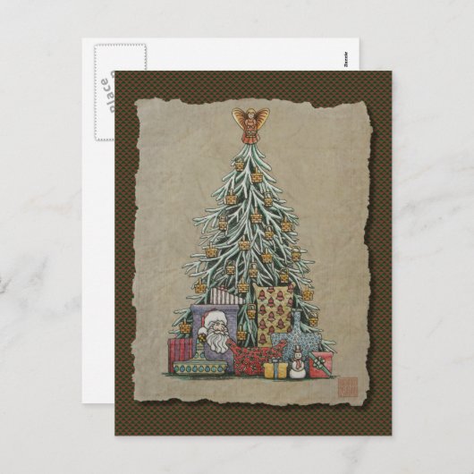 Kerstboom en Cadeaus Feestdagenkaart (Voorkant / Achterkant)