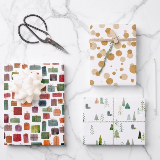 Kerstboom en Cadeaus Inpakpapier Vel (Voorkant)