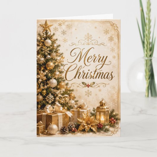 Kerstboom en cadeaus kaart (Voorkant)