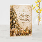 Kerstboom en cadeaus kaart (Gele Bloem)
