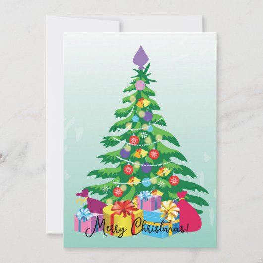 Kerstboom en cadeaus kaart (Voorkant)