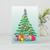 Kerstboom en cadeaus kaart (Staand voorkant)