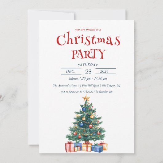 Kerstboom en Cadeaus kerstfeest Kaart (Voorkant)