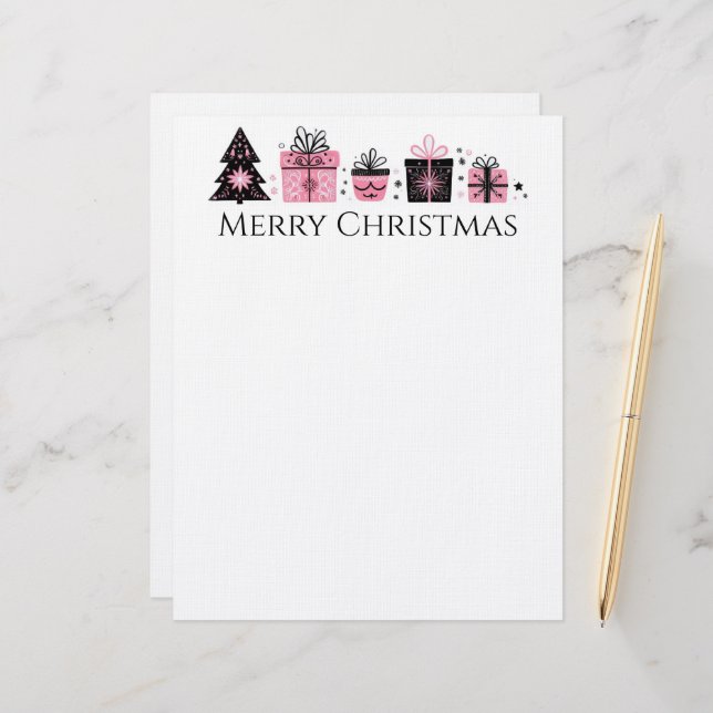 Kerstboom en Cadeaus Letterhead Briefhoofd (Voorkant / Achterkant in situ)