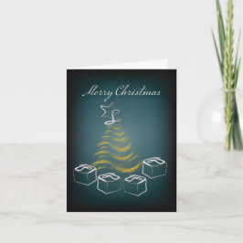 Kerstboom en cadeaus, modern traditioneel bedankkaart