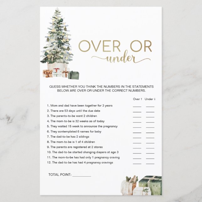 Kerstboom en cadeaus Over of Onder spel (Voorkant)