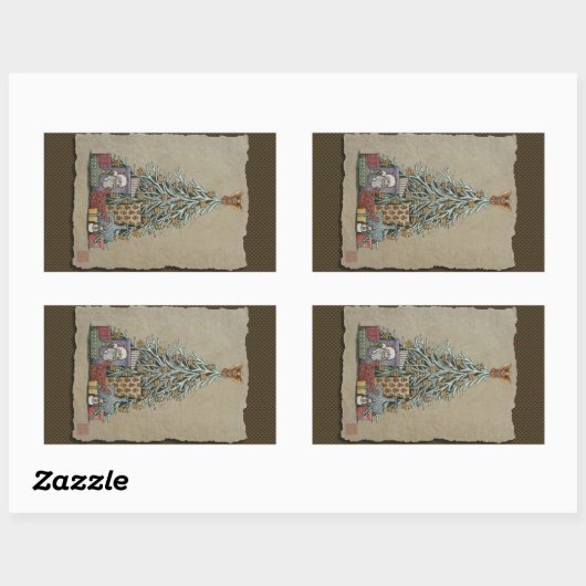 Kerstboom en Cadeaus Rechthoekige Sticker (Vel)