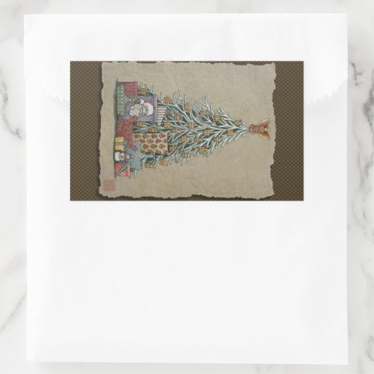 Kerstboom en Cadeaus Rechthoekige Sticker (Tas)