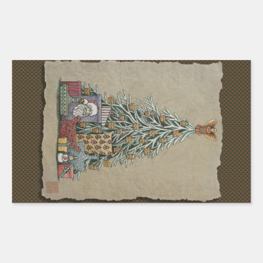 Kerstboom en Cadeaus Rechthoekige Sticker (Voorkant)