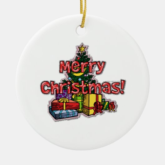 kerstboom en cadeaus sierbloem keramisch ornament (Voorkant)