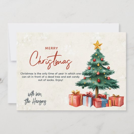 Kerstboom en Cadeaus Vrolijk Kerstritueel Feestdagenkaart (Voorkant)