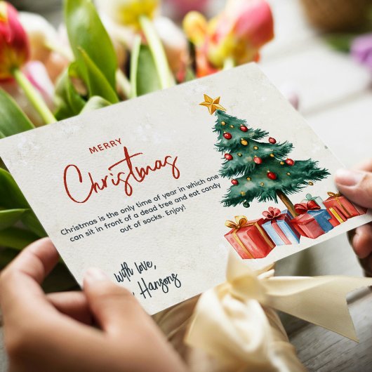 Kerstboom en Cadeaus Vrolijk Kerstritueel Feestdagenkaart