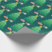 kerstboom en cadeautjes cadeaupapier (Hoek)