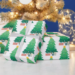 kerstboom en cadeautjes cadeaupapier