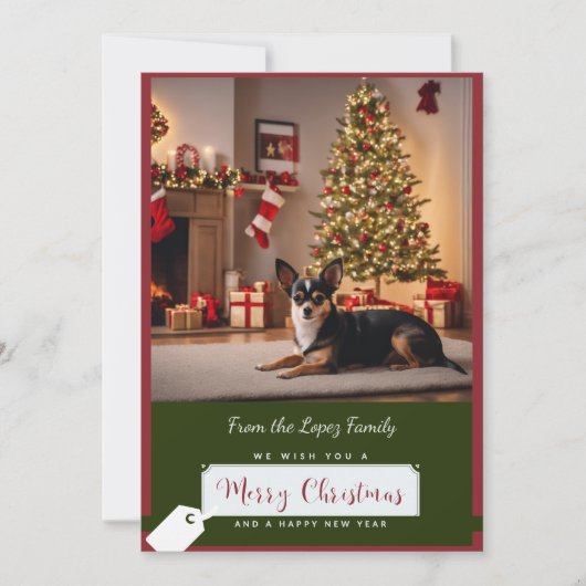 Kerstboom en Chihuahua Feestdagenkaart (Voorkant)