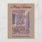 Kerstboom en dorp fotografie feestdagenkaart (Voorkant)