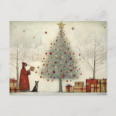 Kerstboom en een kat briefkaart (Voorkant)