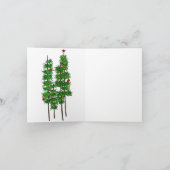 Kerstboom en een vogel kerstkaart feestdagen kaart (Binnen)