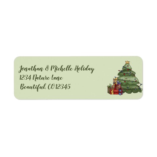 kerstboom en feestdag voor Cadeaus Etiket (Voorkant)