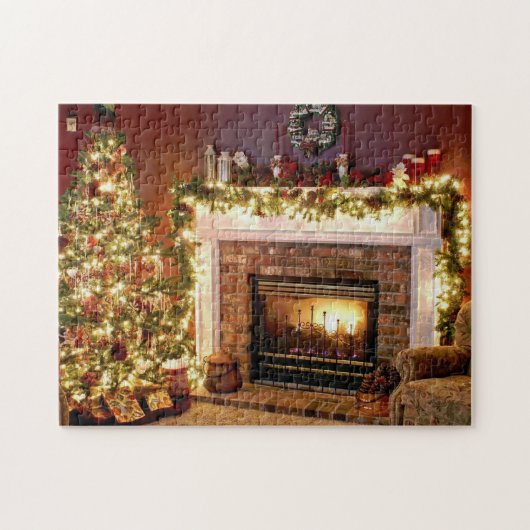 Kerstboom en Fireplace Photo Puzzle Legpuzzel (Horizontaal)