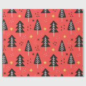 Kerstboom en geel Star-omslagpapier Cadeaupapier (Vlak)