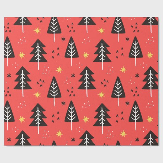 Kerstboom en geel Star-omslagpapier Cadeaupapier (Vlak)