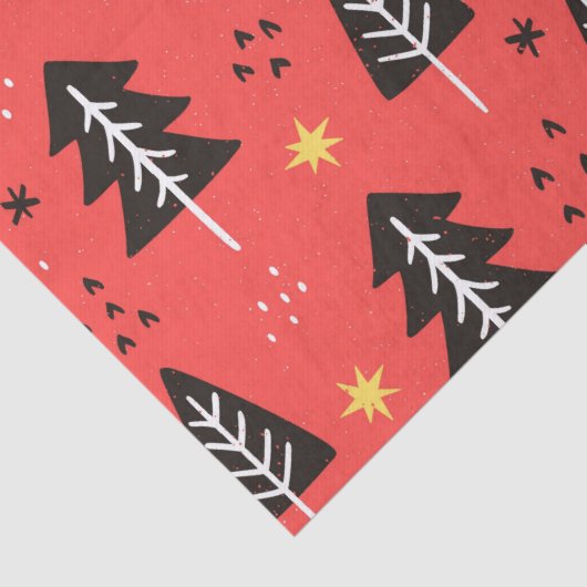 Kerstboom en geel Star-papier Tissuepapier (Detail)