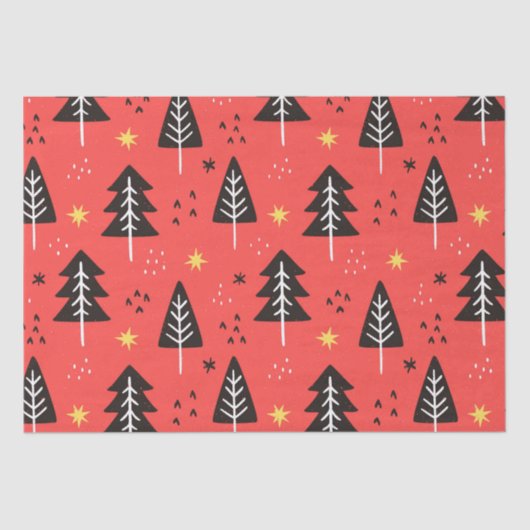 Kerstboom en geel Star-papier Tissuepapier (Voorkant)