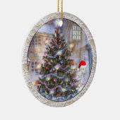 Kerstboom en geit in Santa Hat Keramisch Ornament (Rechts)