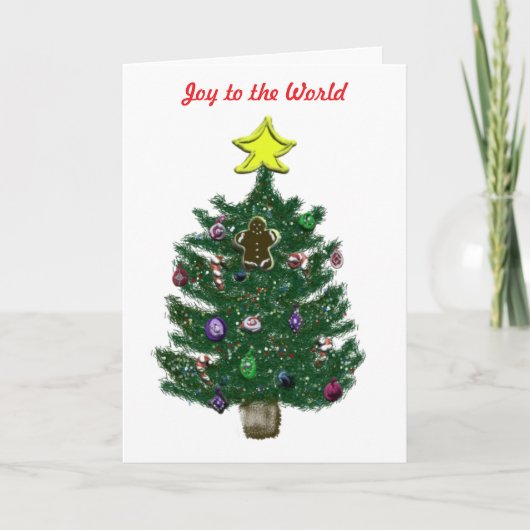 Kerstboom en Gele Ster Gingerbread Feestdagen Kaart (Voorkant)
