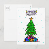 Kerstboom en geschenken feestdagenkaart (Voorkant / Achterkant)