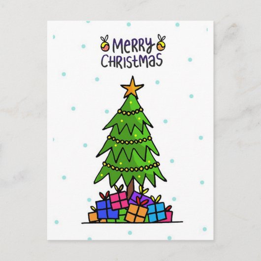 Kerstboom en geschenken feestdagenkaart (Voorkant)
