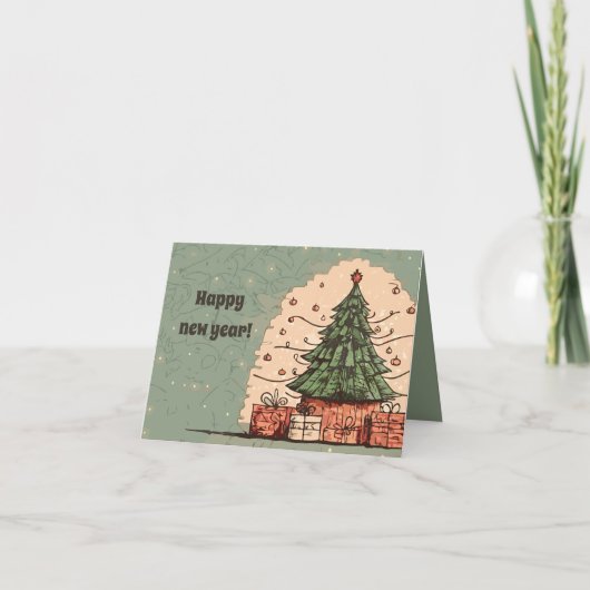 Kerstboom en geschenken kaart (Voorkant)