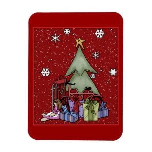 Kerstboom en geschenken magneet