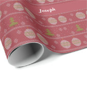 Kerstboom en geweven rode ornament cadeaupapier (Rol Hoek)
