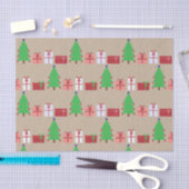 Kerstboom en Giften op Beige Tissue Paper Tissuepapier (Craft)