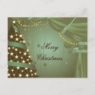 Kerstboom en gordijn Briefkaart